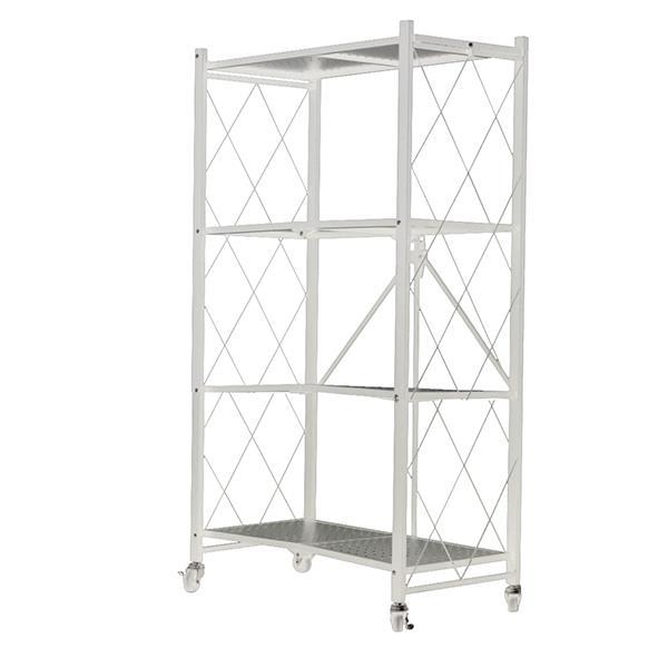 0e1f6176492f4e4bba56cd543d82c687.jpg Nextdeco ραφιέρα λευκή μεταλλική αναδιπλούμενη με 4 ράφια Υ126x72x36εκ. - Image 1