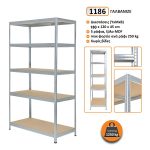 Μεταλλική Ραφιέρα με ξύλο MDF Futur Plus διαστάσεων 180x120x45cm, 5x250kg Κωδ.1186