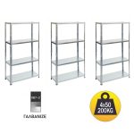 Μεταλλική ραφιέρα Pixy διαστάσεων 150х75х30cm, 4x50kg πρόταση 3 τεμ. συνολικών διαστάσεων 150x225x30cm 1187-3-1