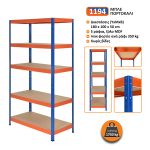 Μεταλλική ραφιέρα με ξύλο MDF FUTUR PLUS 180x100x50, 5x350 kg κωδ. 1194