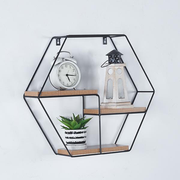 18851-ραφιερα-τοιχου.jpg Επιτοίχια Ραφιέρα εξάγωνη με 3 θέσεις 49x11xΥ42 cm κωδ. 18851 - Image 1