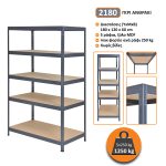 Μεταλλική ραφιέρα με ξύλο MDF FUTUR PLUS 180x120x60, 5x250 kg κωδ. 2180 