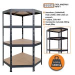 Μεταλλική ραφιέρα Garage Γωνιακή με ξύλο HDF 180x90x90x45, 4x360 kg κωδ. 2214