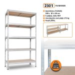 Μεταλλική ραφιέρα με ξύλο HDF Rivet Βud 180x90x40, 5x175 kg κωδ. 2301