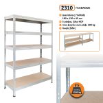 Μεταλλική ραφιέρα  τ. Dexion με ξύλο HDF Garage Rivet 180x120x45cm, 5x300kg  χρώμα Γαλβανιζέ κωδ. 2310