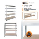 Μεταλλική ραφιέρα τ.Dexion με ξύλο HDF Garage Rivet 180x150x45cm, 5x300kg κωδικός 2311 χρώμα Γαλβανιζέ