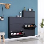 Nextdeco παπουτσοθήκη μαύρη μεταλλική με 4 τμήματα Υ137,5x65,5x15,5εκ. - Image 2