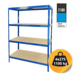 Μεταλλική ραφίερα με ξύλο MDF Futur Plus διαστάσεων 180x120x60cm, 4x275kg κωδ. 2180-2