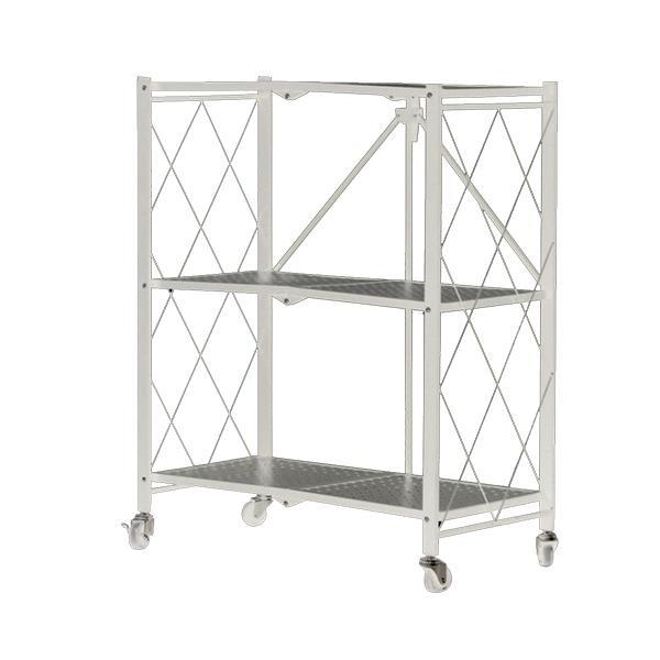 871e8f1c306540c5bdc0d70a83221398.jpg Nextdeco ραφιέρα λευκή μεταλλική αναδιπλούμενη με 3 ράφια Υ87x72x36εκ. - Image 1