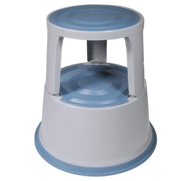 b70a97e2a2cc460fb1f80a17347a0bac.jpg Μεταλλικό σκαμπώ-σκαλοπάτι με ρόδες, ανοιχτό γκρι Υ43xØ29x45εκ. - Image 1