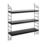 Ραφιέρα επιτοίχια με 3 ράφια μαύρη 50x60x15cm